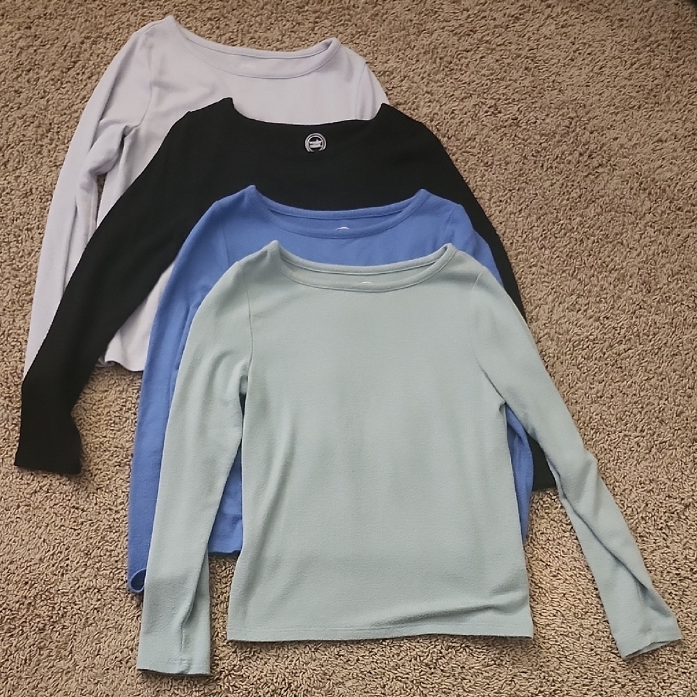 Bundle of Girls Long-Sleeve Soft Tops - Size M / 7-8